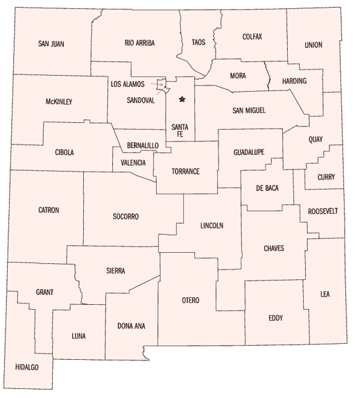 Map of New Mexico Counties